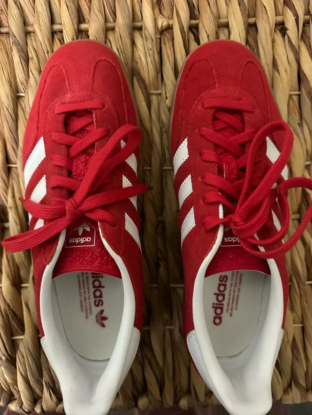 adidas Red Gazelle Indoor Suede Sneakers with White Heel Tab - Picture 3 of 6